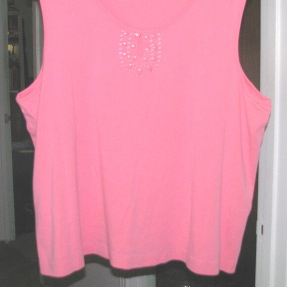 Peachy Pink Cotton Knit Tank Top City Blues by Koret Sz 2XL - Picture 2 of 3